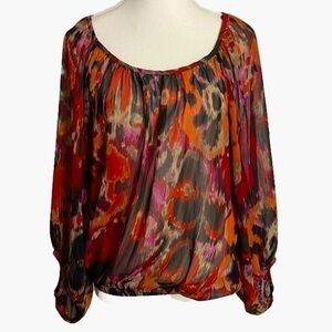 Ivy Jane Sheer Avant Garde Style Print Blouse
